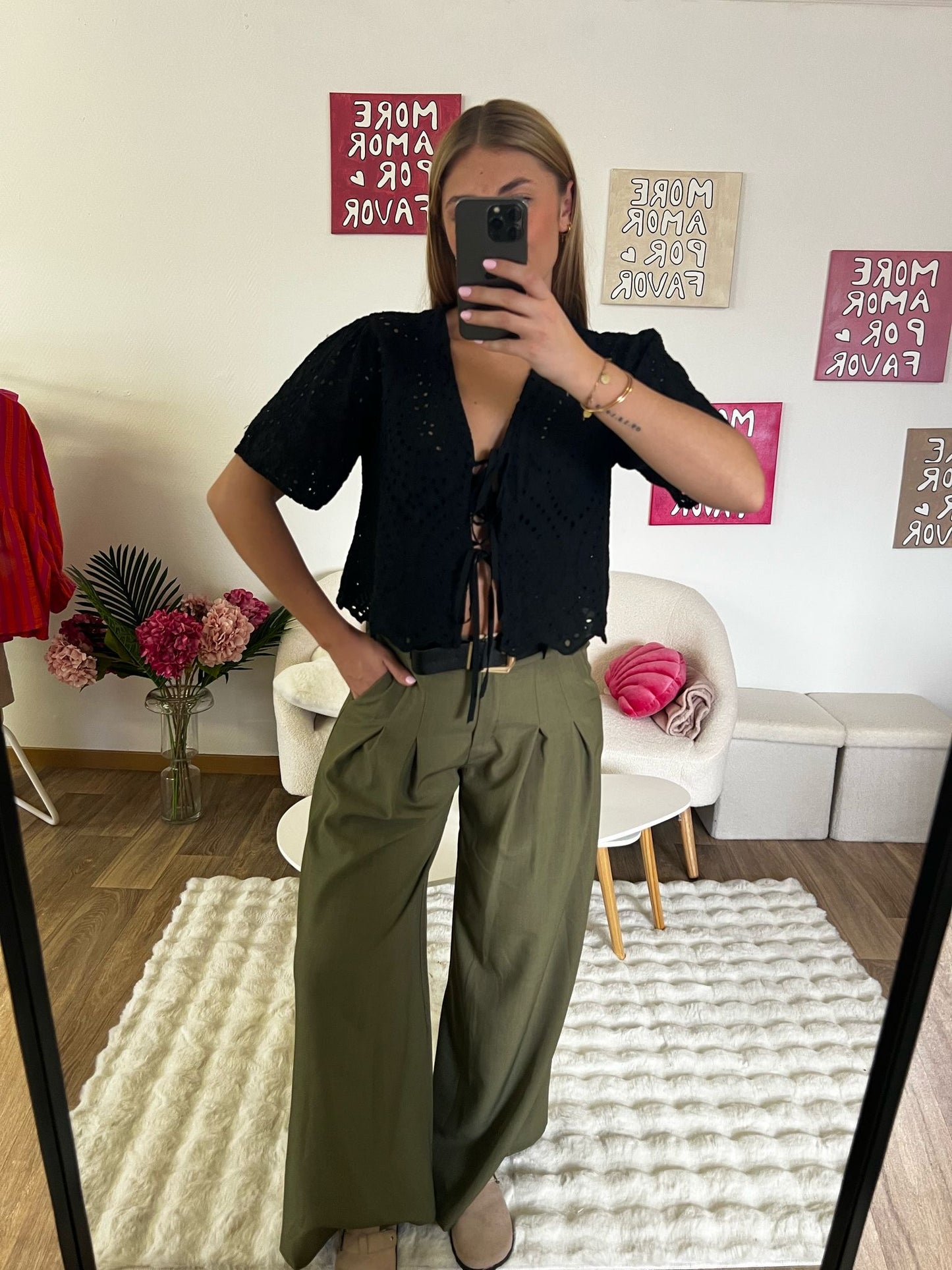 Pantalon fluide kaki