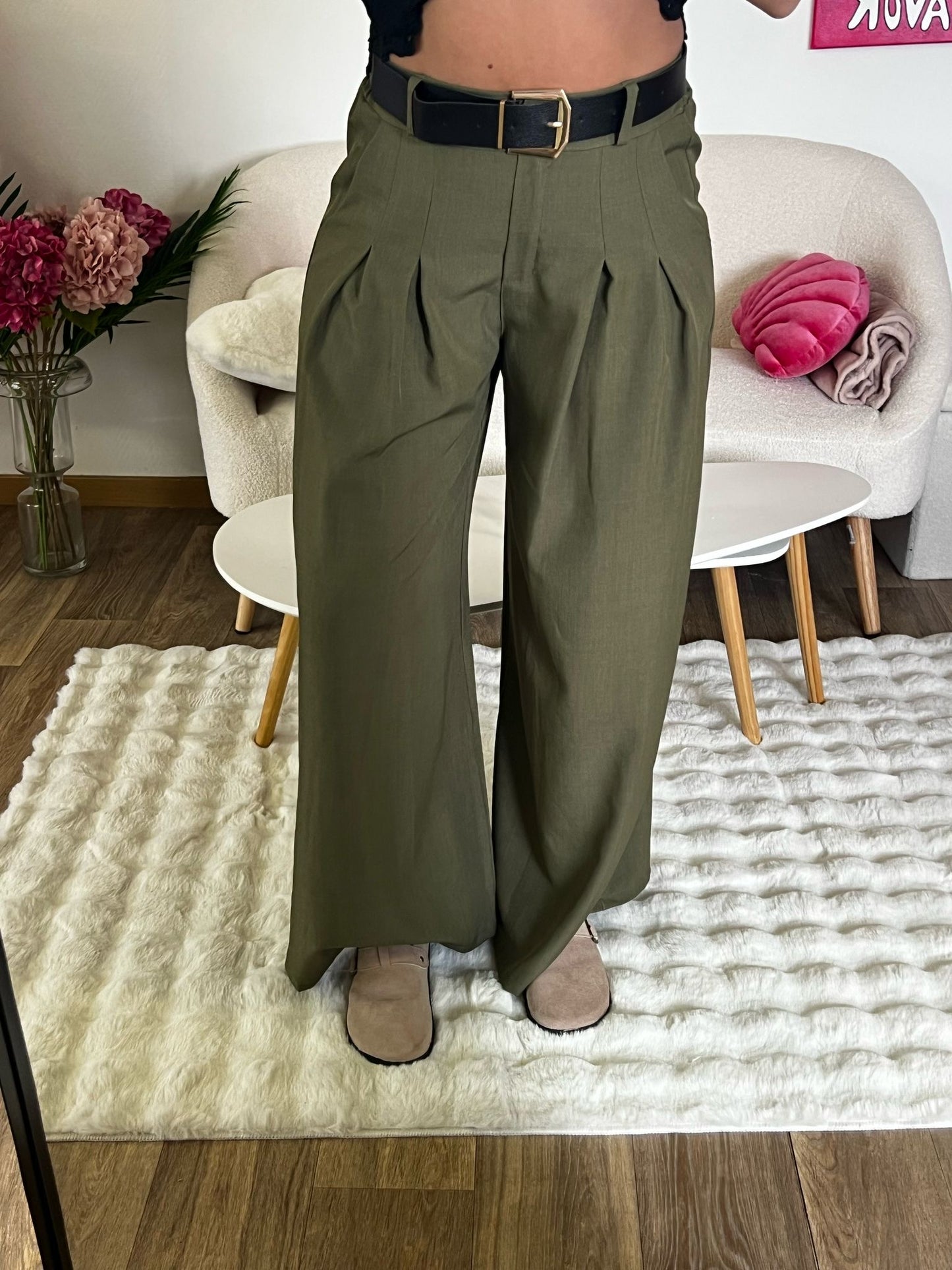 Pantalon fluide kaki