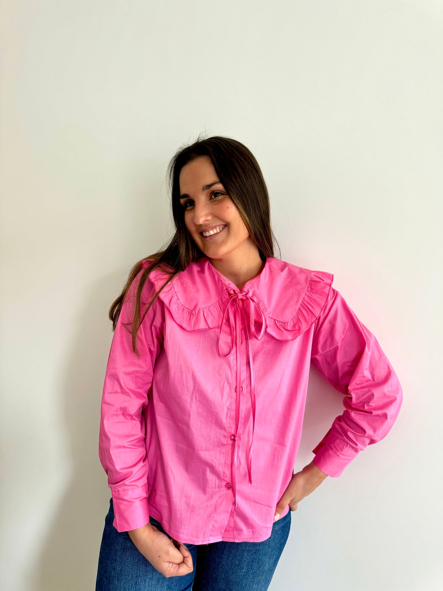 Blouse uni rose