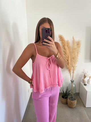 Pantalon Clara rose bonbon