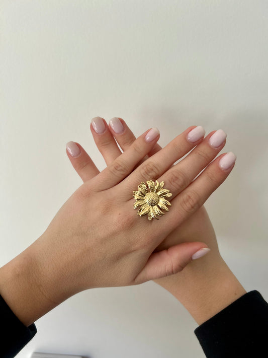 Bague tournesol doré