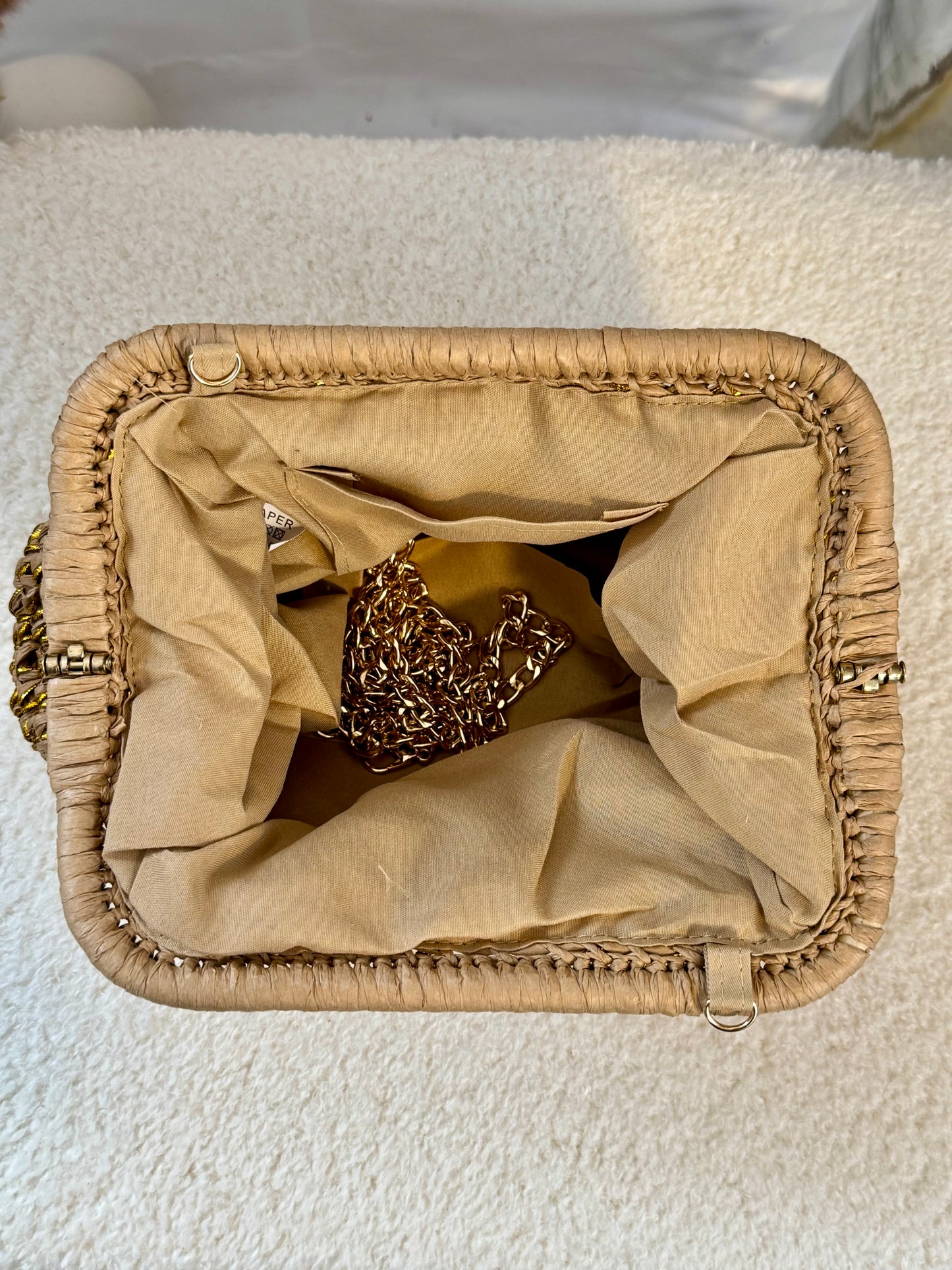 Pochette raphia marron