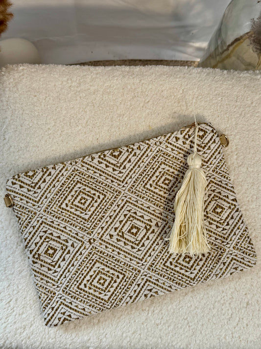 Pochette dorée et beige